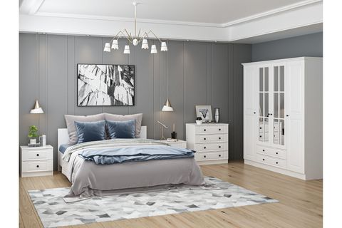 KALE210 YATAK ODASI TAKIMI, BEYAZ MEBRAN, 4 KAPAKLI, SET 68
