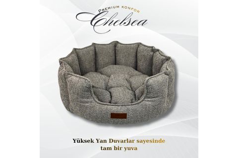 CHELSEA  KÖPEK YATAĞI GRİ L BEDEN 76X76X30