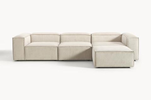 LENA FİTİLLİ KADİFE MODÜLER KÖŞE KOLTUK, BEYAZ