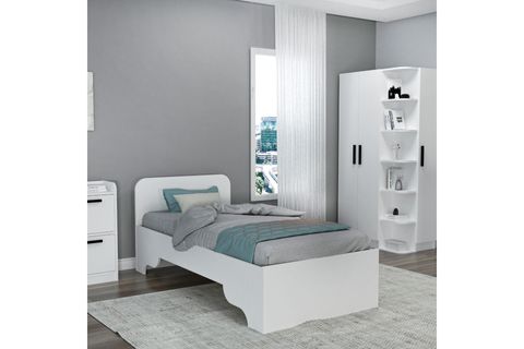 LUSES TEK KİŞİLİK GENÇ ODASI KARYOLASI, BEYAZ, 90X190