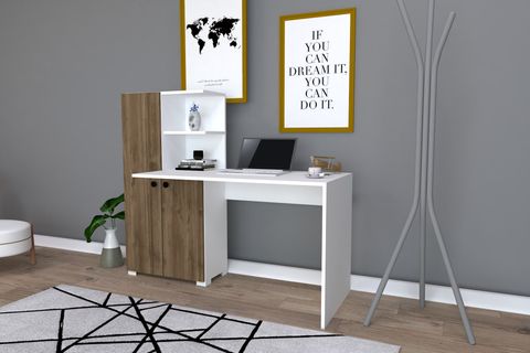 DESK İKİ KAPAKLI ÇALIŞMA MASASI, CEVİZ BEYAZ