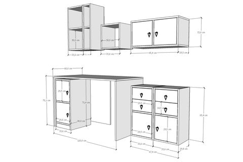 MİNİMALİST ÇALIŞMA MASASI, 6 KAPAK 4 ÇEKMECE