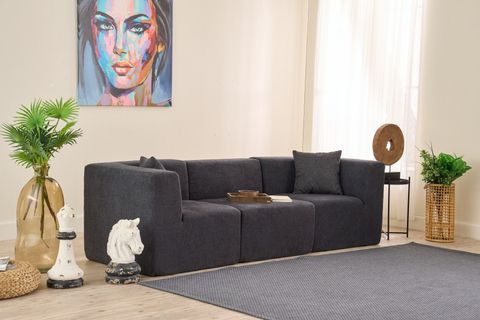 RAKS SERİSİ MODULER FULL SÜNGER ÜÇLÜ KANEPE, ANTRASİT