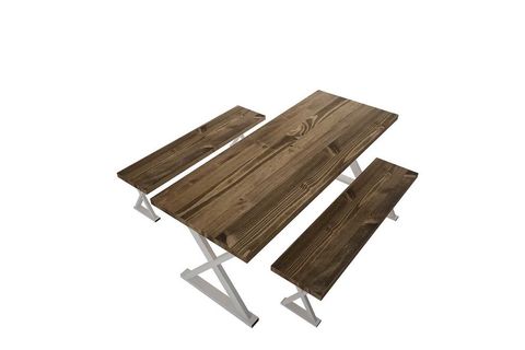 WOODESK PASCAL MASİF CEVİZ RENK 200X80 ÇİFT BANKLI MASA TAKIMI CPT7161-200