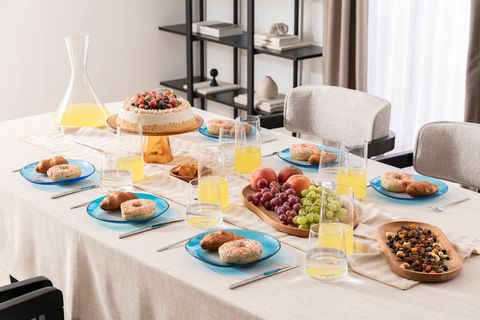 KİTCHEN ESSENTİALS ALTHEA CAM PASTA TABAĞI 21 CM, MAVİ, ALTILI SET
