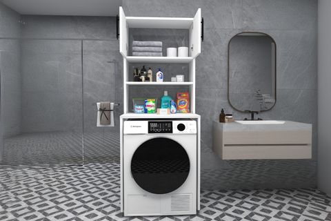 ARİN ÇAMAŞIR MAKİNESİ DOLABI, MAT BEYAZ, 3 RAFLI