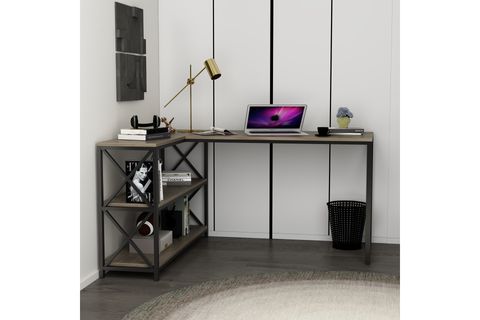 FLEXY L ÇALIŞMA MASASI, KAHVERENGİ