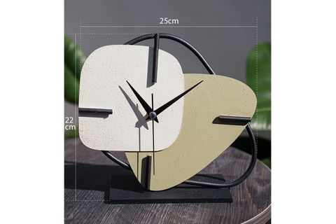BRAZİL METAL MASA SAATİ, YEŞİL KREM, 25X22 CM