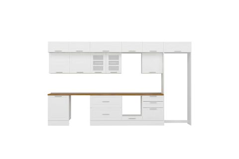 ALVİNKA 410X240 CM KLASİK MEBRAN MUTFAK DOLABI, MB E90S60S60 3 MEBRAN BEYAZ SUNTALAM