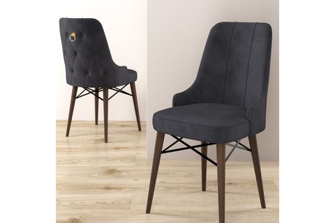 ROVENA MONA AÇILABİLİR MUTFAK MASASI TAKIMI, BAROK DESEN, ANTRASİT, 132X80