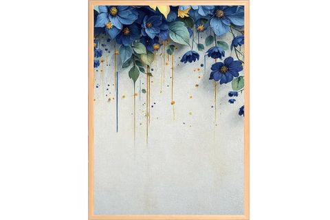 BLUE YELLOW FLOWERS TABLO SETİ, 50X70