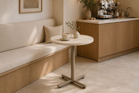 PAYAS METAL AYAK MUTFAK BAHÇE BALKON BİSTRO VE CAFE MASASI, 70X70 CM, BEJ VİZON