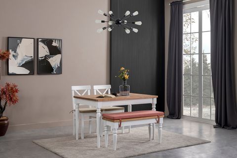 SIRMA AHŞAP MASA VE BENCH TAKIMI, 120X80