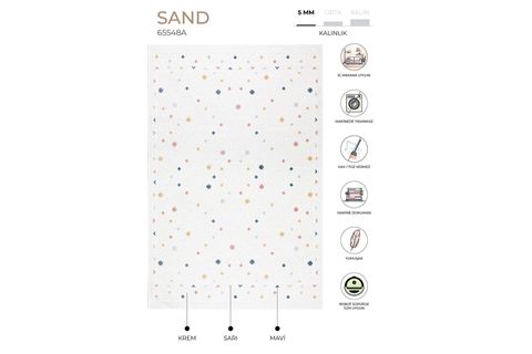 SAND KREM MULTİ TEMİZLENEBİLİR HALI, 65548A, 100X300