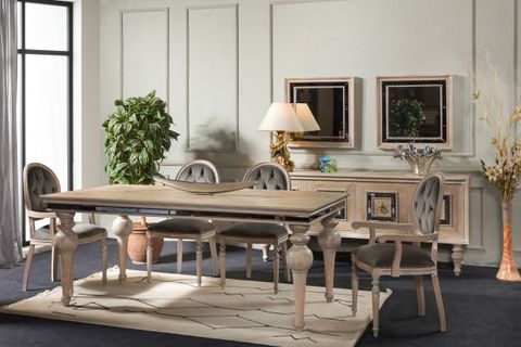 TURİ YEMEK ODASI TAKIMI, BEYAZ ESKİTME