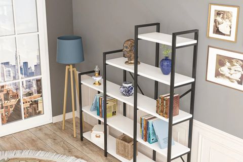 ALİSA MERDİVEN METAL KİTAPLIK, BEYAZ
