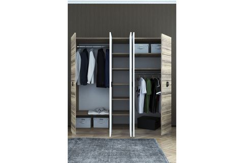 DİLAN COUNTRY GARDIROP, 5 KAPAKLI ASKILIKLI, CEVİZ