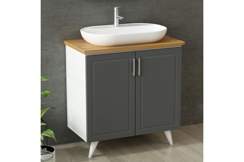 SANYA BANYO DOLABI ALT 85CM AY2K TZG BEYAZ ANTRASİT