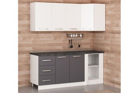 MİNAR 190CM KÖŞE MUTFAK DOLABI BEYAZ ANTRASİT K190A2