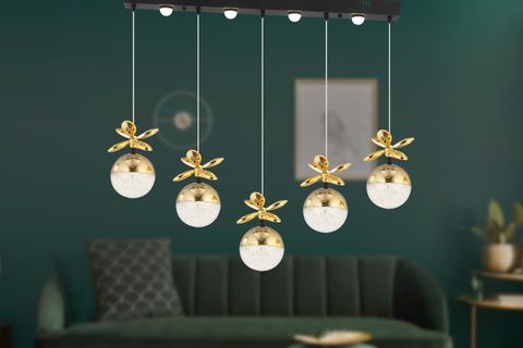 LOKKEN BEŞLİ SIRALI AVİZE, GOLD