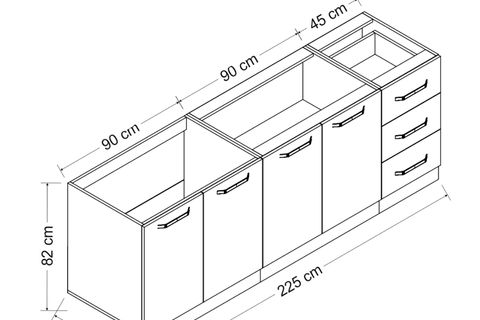 MİNAR 225 CM MUTFAK DOLABI BEYAZ 225-B2-ALT MODÜL