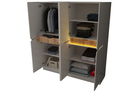KATRE 8 KAPAKLI 2 ÇEKMECELİ LEDLİ DOLAP, CEVİZ