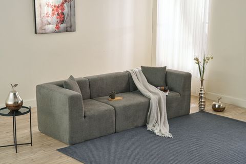 RAKS SERİSİ MODULER FULL SÜNGER ÜÇLÜ KANEPE, GRİ
