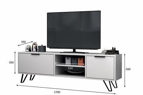 KASTER METAL AYAKLI TV ÜNİTESİ, BEYAZ, 170 CM