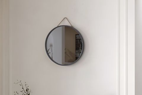 MİRORA İKİLİ YUVARLAK DEKORATİF DUVAR AYNASI, ANTRASİT, 60-48 CM