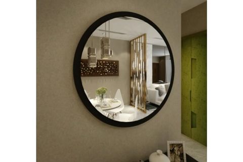 VİNDA MAYA YUVARLAK AYNA, SİYAH, 45X45
