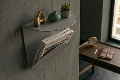 GALVANİZ METAL DERGİLİK RAF, CAM GRİ, 20X30X5 CM