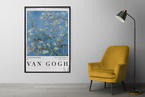ÇERÇEVELİ BETON ART DOKULU VAN GOGH BLOSSOMİNG ALMOND