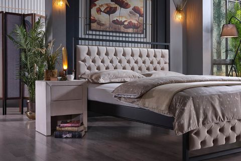 MİTHRA METAL KARYOLA, SİYAH, KREM 90X200