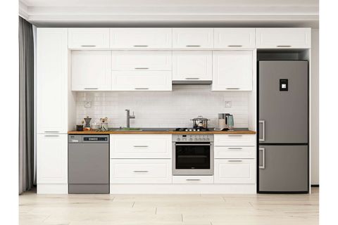 ALVİNKA 385X240 CM KLASİK MEBRAN MUTFAK DOLABI, MBB E80B45S60 1 MEBRAN BEYAZ SUNTALAM