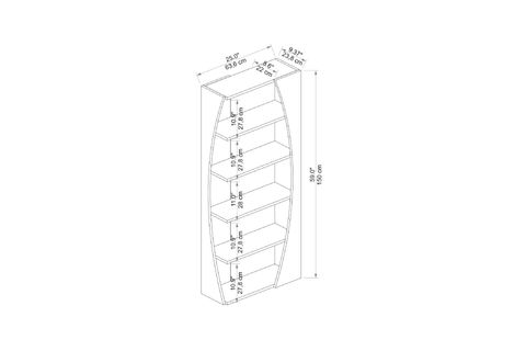 ARNETTİ SELGE 5 RAFLI DEKORATİF MODERN TASARIM KİTAPLIK, ATLANTİK ÇAM BEYAZ - SELGE