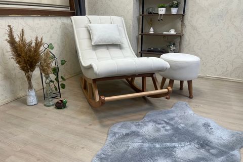 ASEDİA MİSKİN SALLANAN SANDALYE, KREM, AHŞAP, NATUREL AYAK