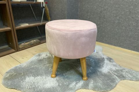 ASEDİA MİSKİN PUF, PEMBE, AHŞAP, NATUREL AYAK