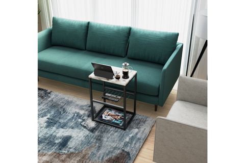 TEDİ METAL AYAKLI DEKORATİF TEL RAFLI YAN SEHPA, BEJ