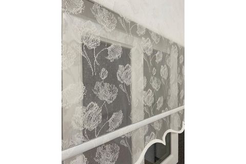 ÇİFT MEKANİZMALI TÜL VE STOR PERDE, YAPRAK DESENLİ, KIRIK BEYAZ, 240X260