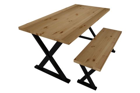 WOODESK ARDIÇ MASİF BANKLI YEMEK MASASI TAKIMI, NATURAL RENK, 180X80, CPT7683-180
