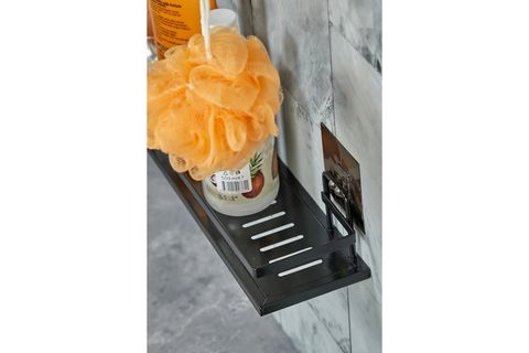 VİPGROSS İKİLİ METAL YAPIŞKANLI BANYO RAFI, SİYAH, 30X10
