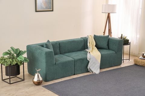 RAKS SERİSİ MODULER FULL SÜNGER ÜÇLÜ KANEPE, YEŞİL