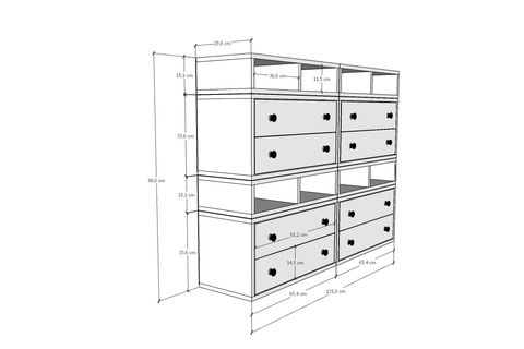 BK ÇOK AMAÇLI DOLAP, 8 AÇIK RAFLI, PNR