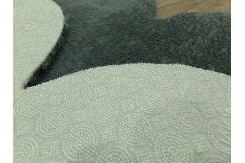 BALAT HALI DEKORATİF BEYAZ-GRİ-DESENLİ PELUŞ PAPATYA DESEN HALI AÇIK GRİ - 150X150