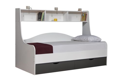 HERA ÇEKMECELİ KARYOLA, BEYAZ ANTRASİT, 90X200