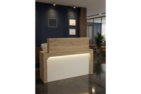 APOLLON LED IŞIKLI KARŞILAMA BANKOSU, SEPET KUMTAŞI, 150 CM ÇEKMECELİ