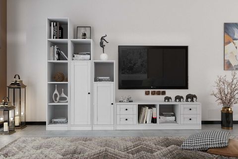 NORTH TV ÜNİTESİ, 2 KAPAKLI 4 ÇEKMECELİ, BEYAZ, 230 CM, TV-1231