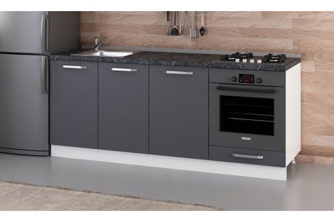 MİNAR 200 CM MUTFAK DOLABI BEYAZ ANTRASİT 200-A6-ALT MODÜL
