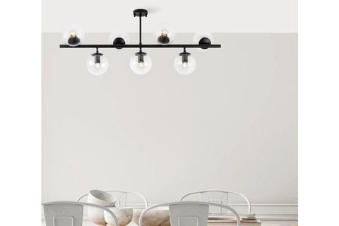 ECEM PLAFONYER YEDİLİ AVİZE, ŞEFFAF CAMLI SİYAH KASALI