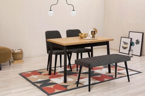 OLİVER MASA TAKIMI, KARİNA SİYAH, 75X120